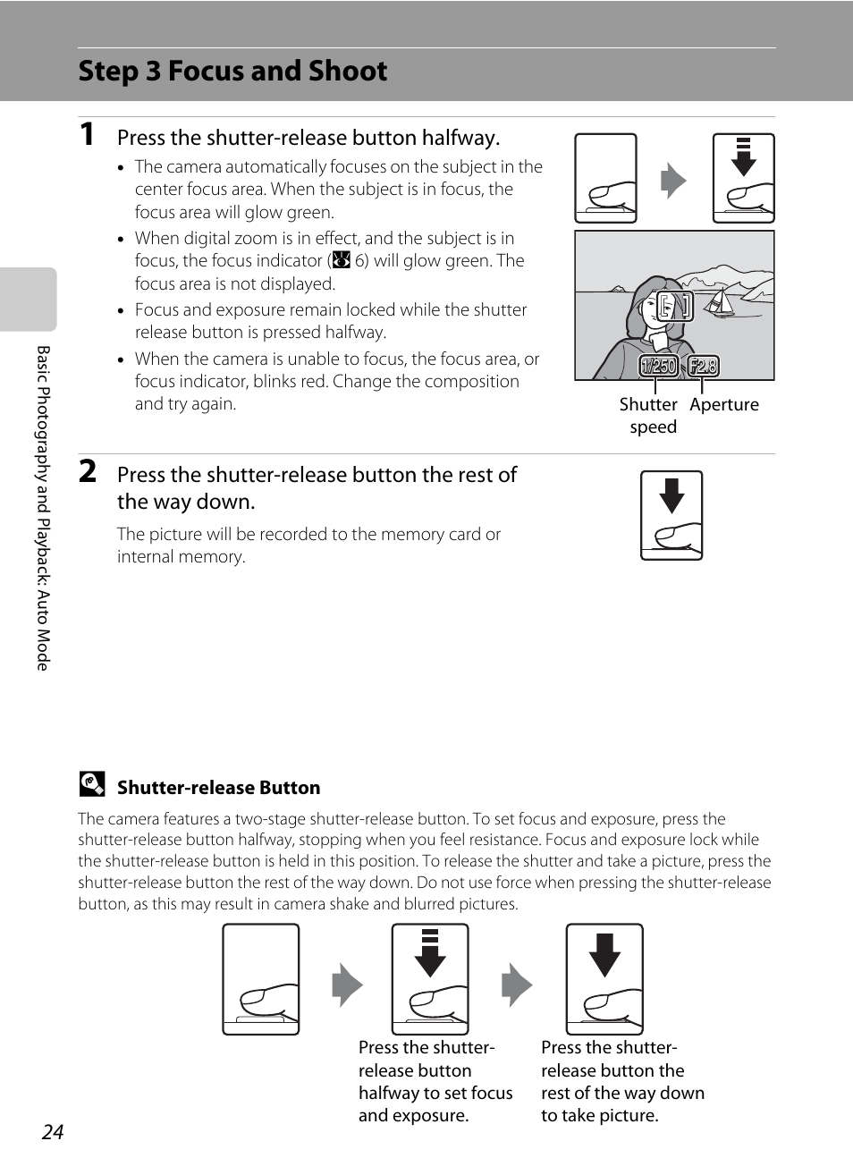 Step 3 focus and shoot | Nikon S710 User Manual | Page 36 / 172