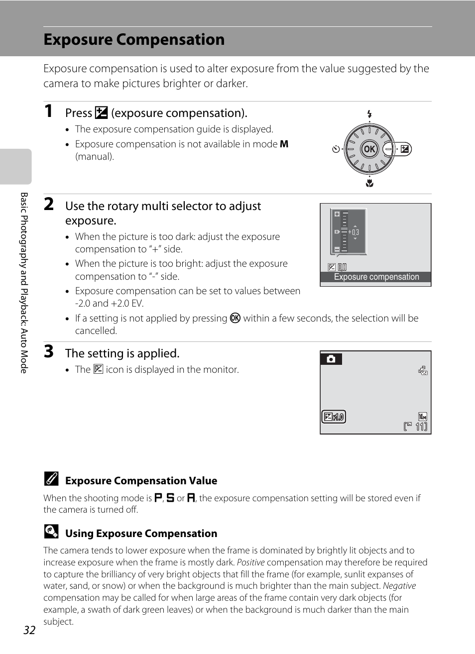 Exposure compensation, A 32), A 32) can | Nikon S710 User Manual | Page 44 / 172