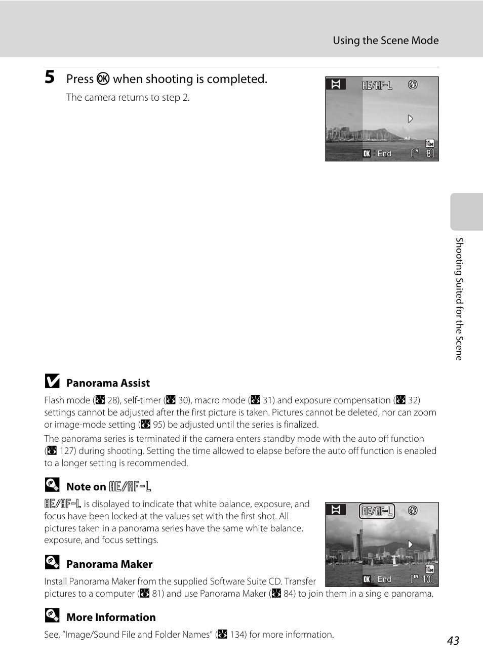 Press k when shooting is completed | Nikon S710 User Manual | Page 55 / 172