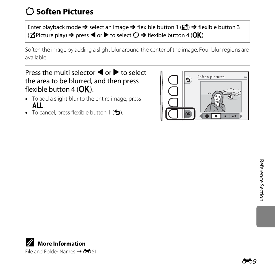 Soften pictures, Q soften pictures | Nikon S31 User Manual | Page 119 / 208