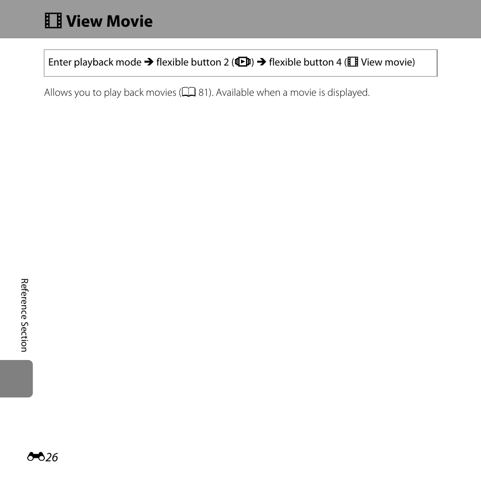 View movie, G view movie | Nikon S31 User Manual | Page 136 / 208