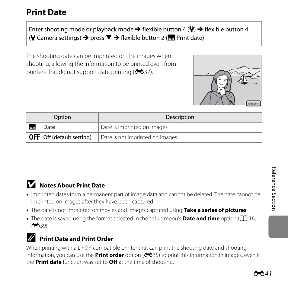 Print date, E41) in, E41) in the | Nikon S31 User Manual | Page 151 / 208