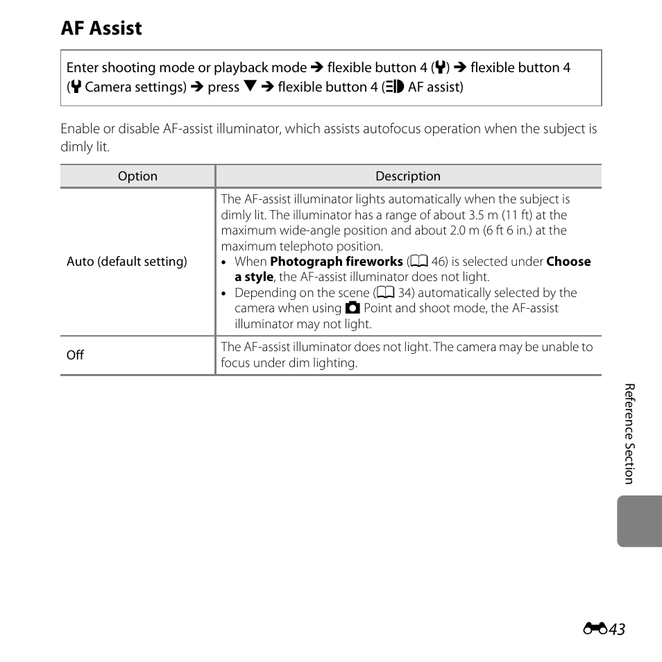 Af assist | Nikon S31 User Manual | Page 153 / 208