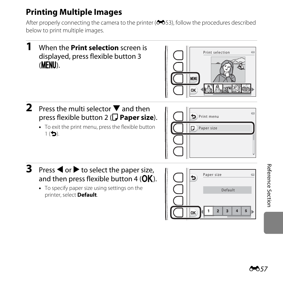 Printing multiple images, E57) | Nikon S31 User Manual | Page 167 / 208