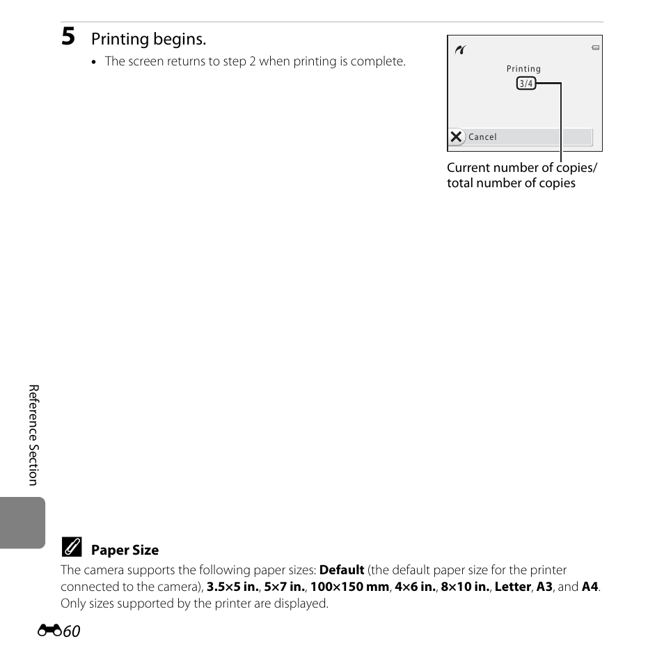 Printing begins | Nikon S31 User Manual | Page 170 / 208