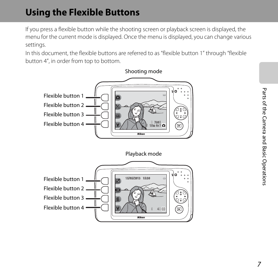 Using the flexible buttons | Nikon S31 User Manual | Page 33 / 208
