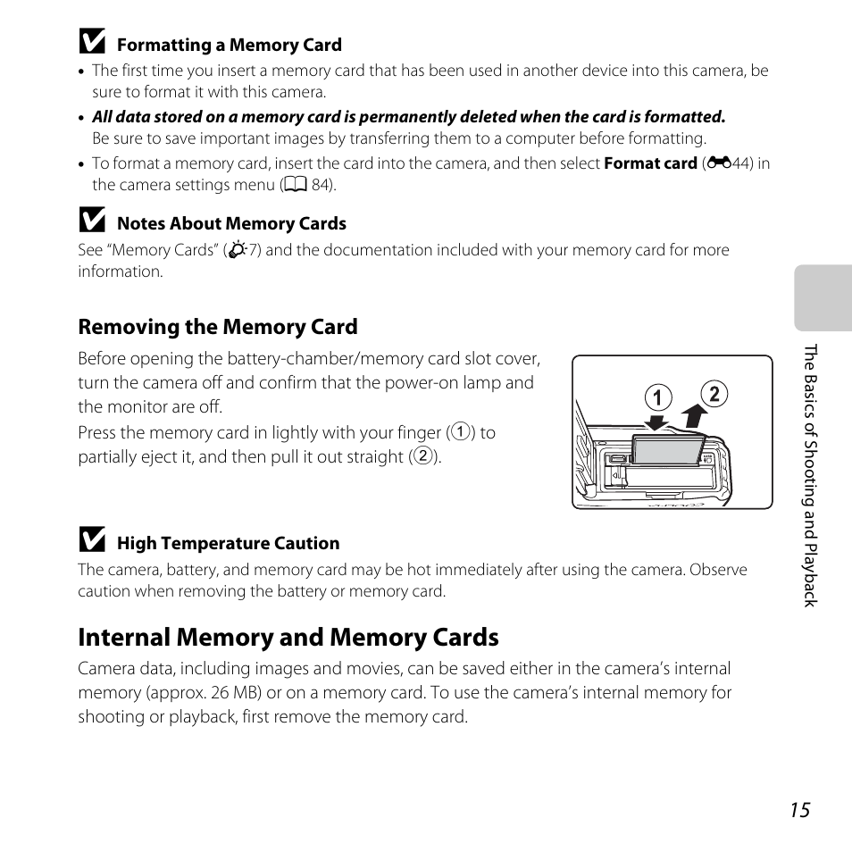 Internal memory and memory cards | Nikon S31 User Manual | Page 41 / 208