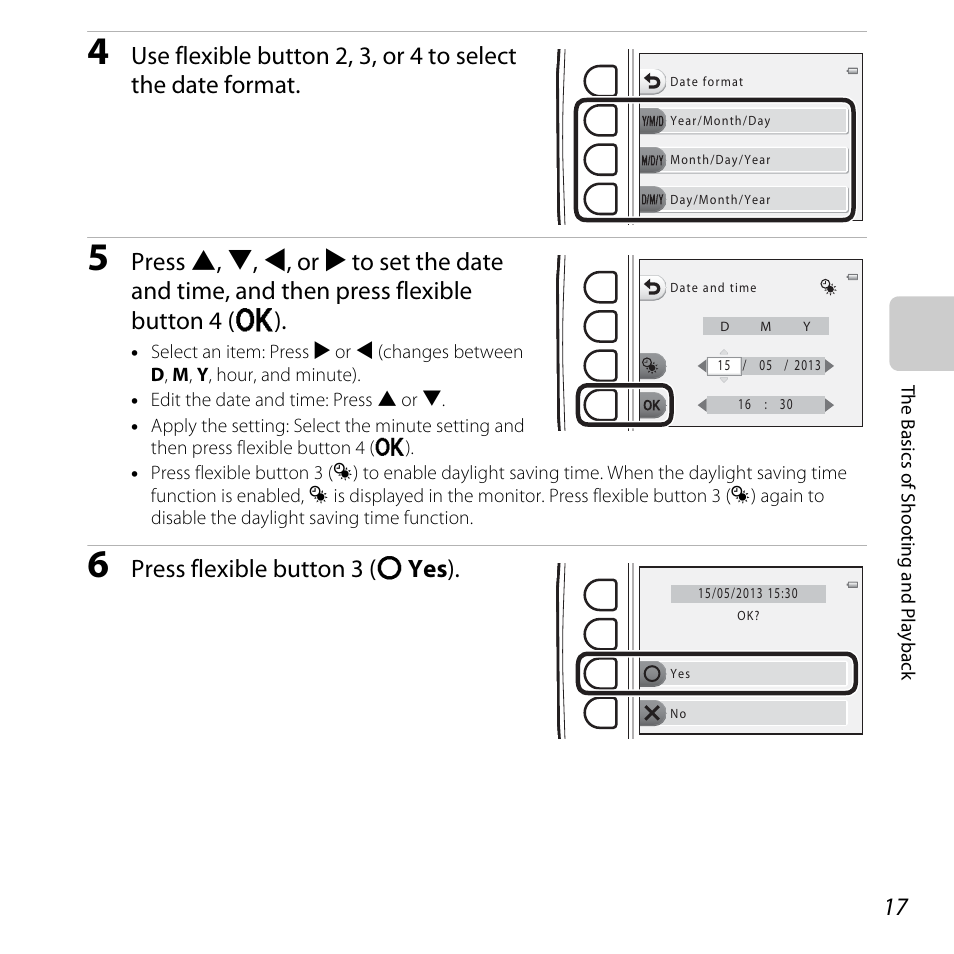 Press flexible button 3 (r yes ) | Nikon S31 User Manual | Page 43 / 208
