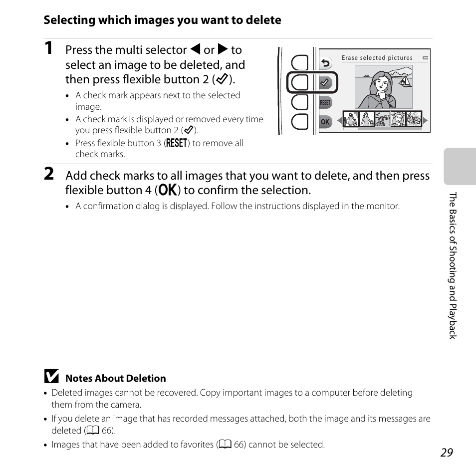 Selecting which images you want to delete | Nikon S31 User Manual | Page 55 / 208