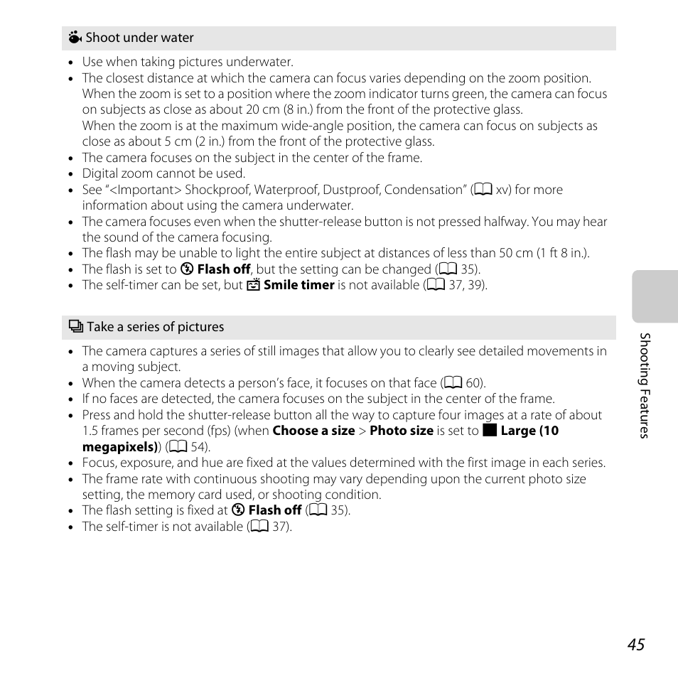 A 45, A 45) | Nikon S31 User Manual | Page 71 / 208