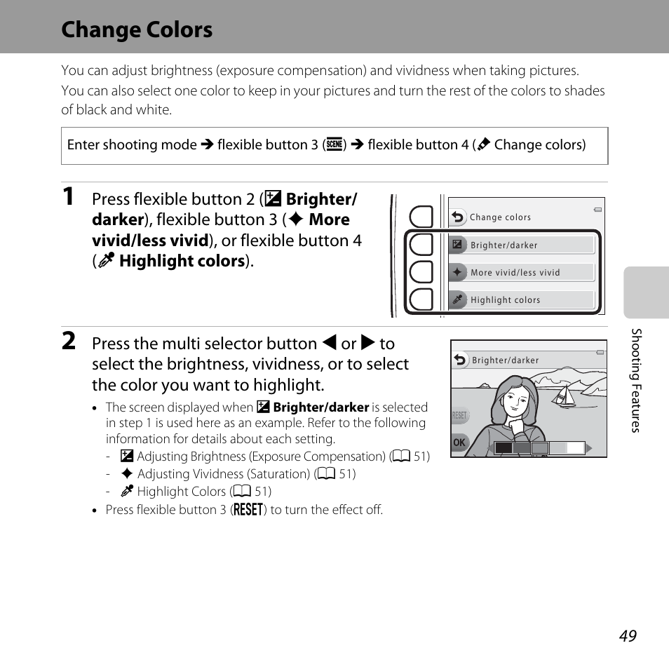 Change colors | Nikon S31 User Manual | Page 75 / 208