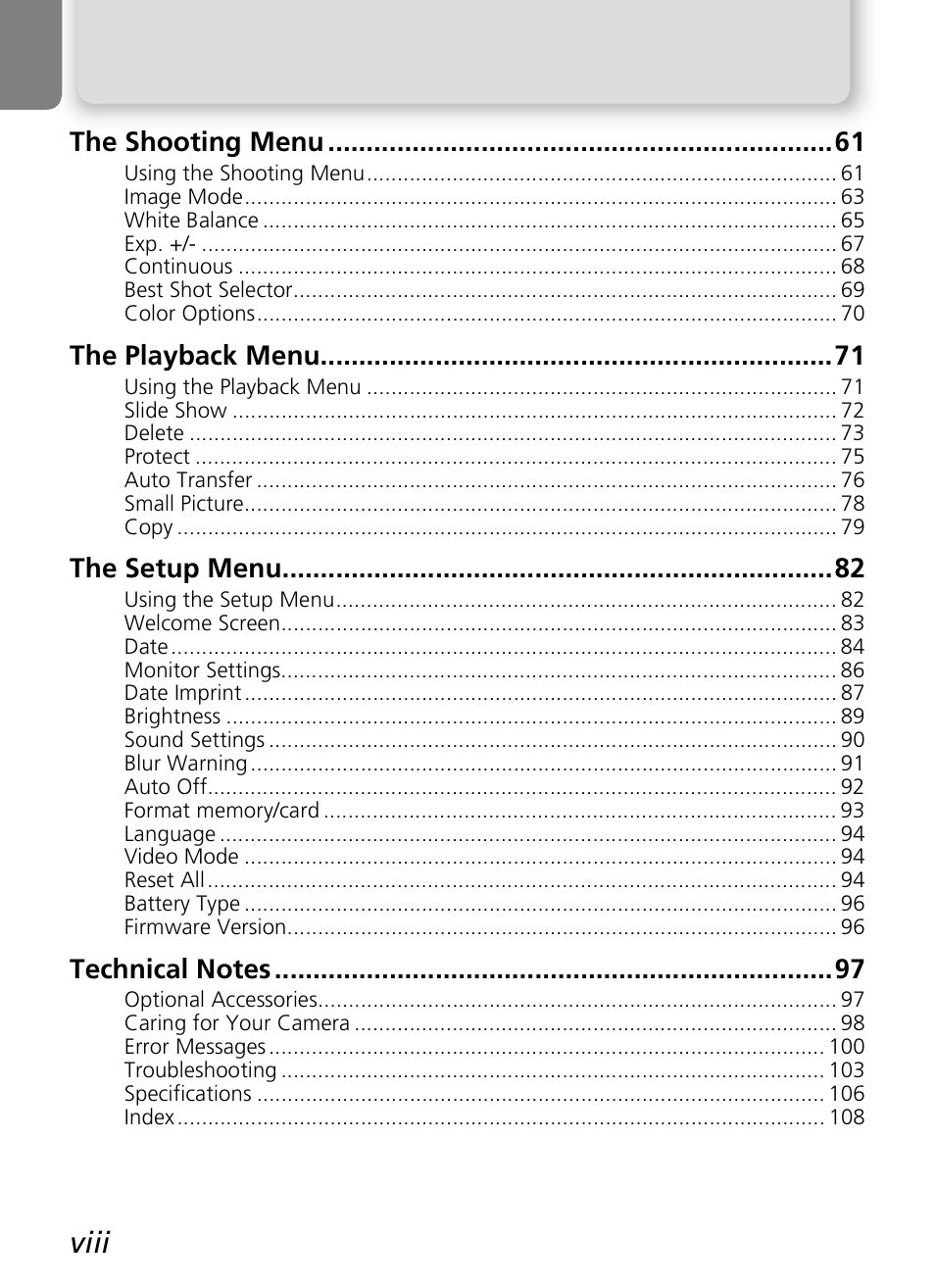Viii | Nikon 2200 - 3200 User Manual | Page 10 / 120