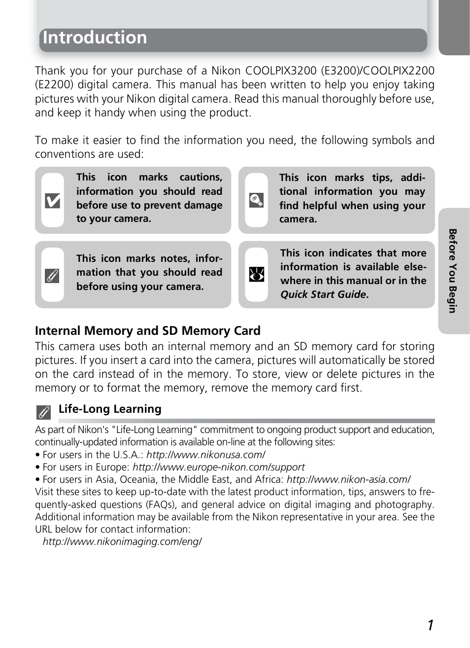Introduction | Nikon 2200 - 3200 User Manual | Page 11 / 120
