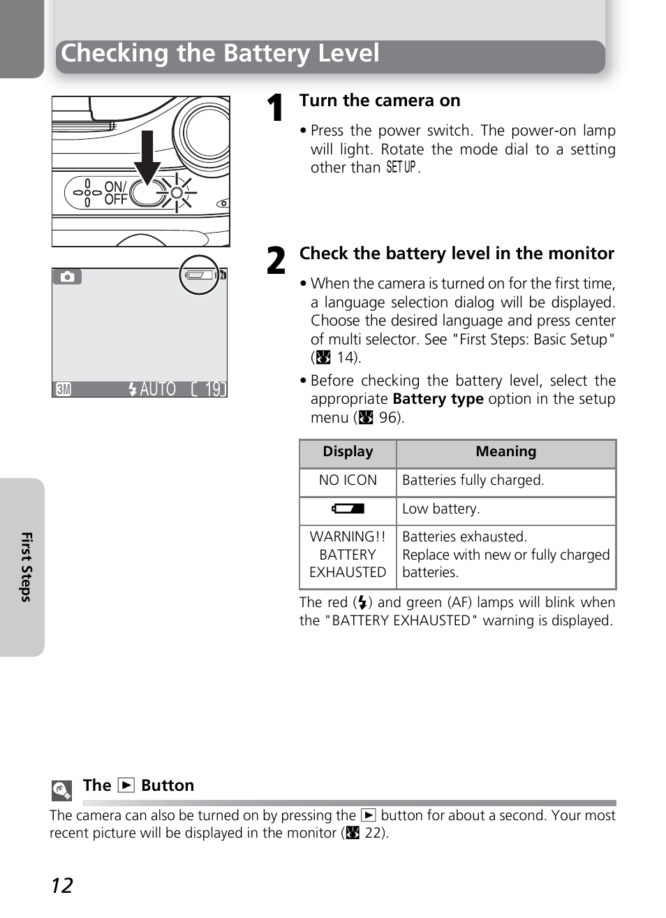 Checking the battery level | Nikon 2200 - 3200 User Manual | Page 22 / 120