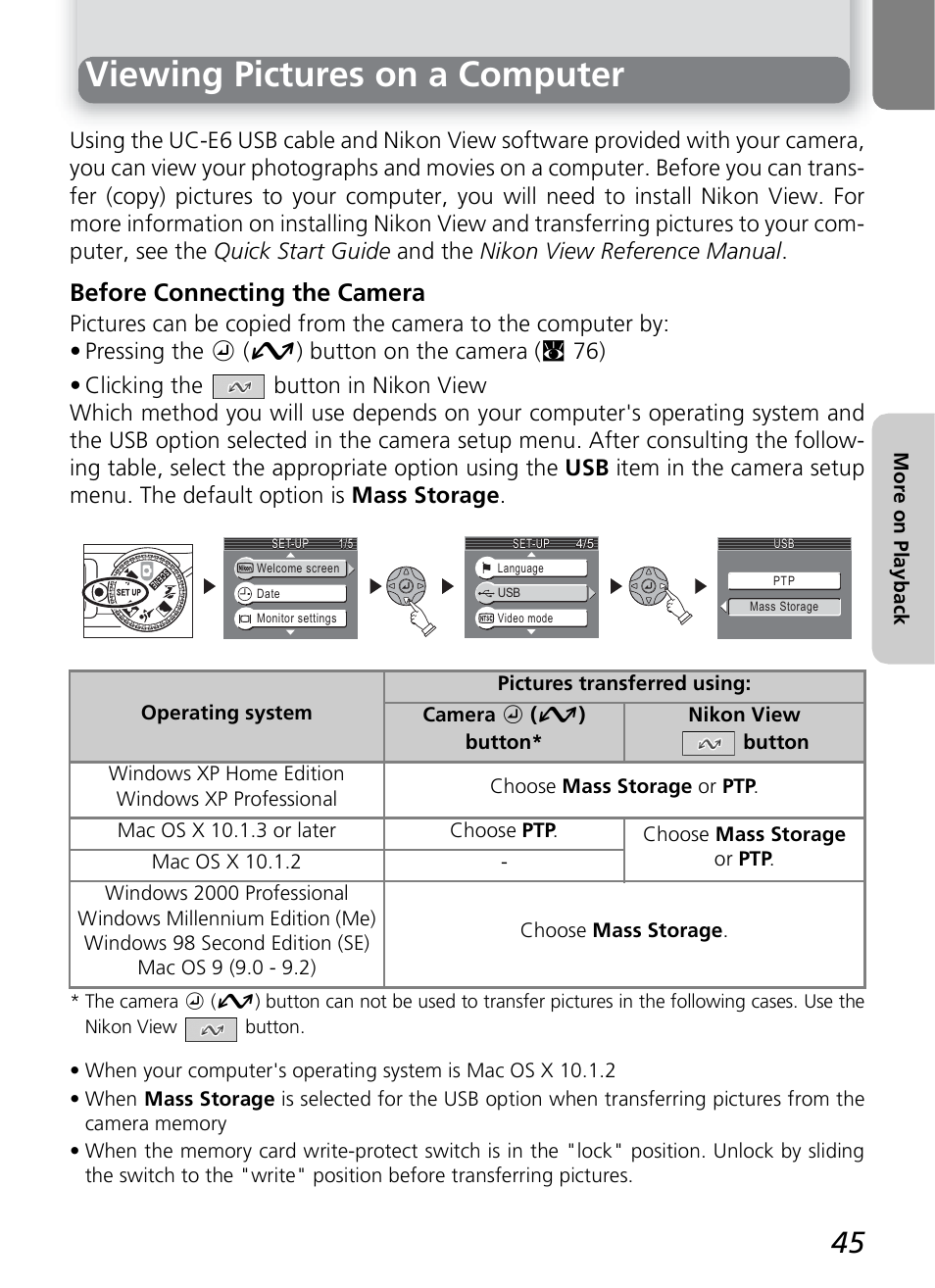 Viewing pictures on a computer, Before connecting the camera | Nikon 2200 - 3200 User Manual | Page 55 / 120