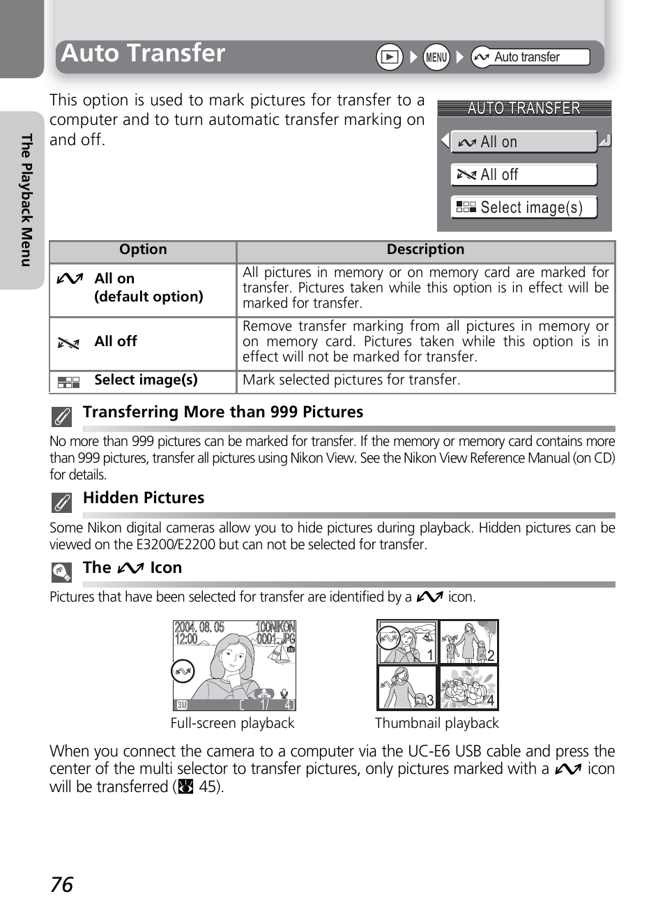 Auto transfer | Nikon 2200 - 3200 User Manual | Page 86 / 120