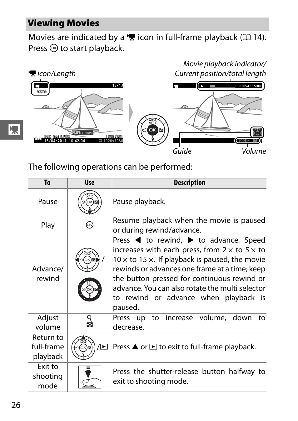 Viewing movies | Nikon J1 User Manual | Page 38 / 88