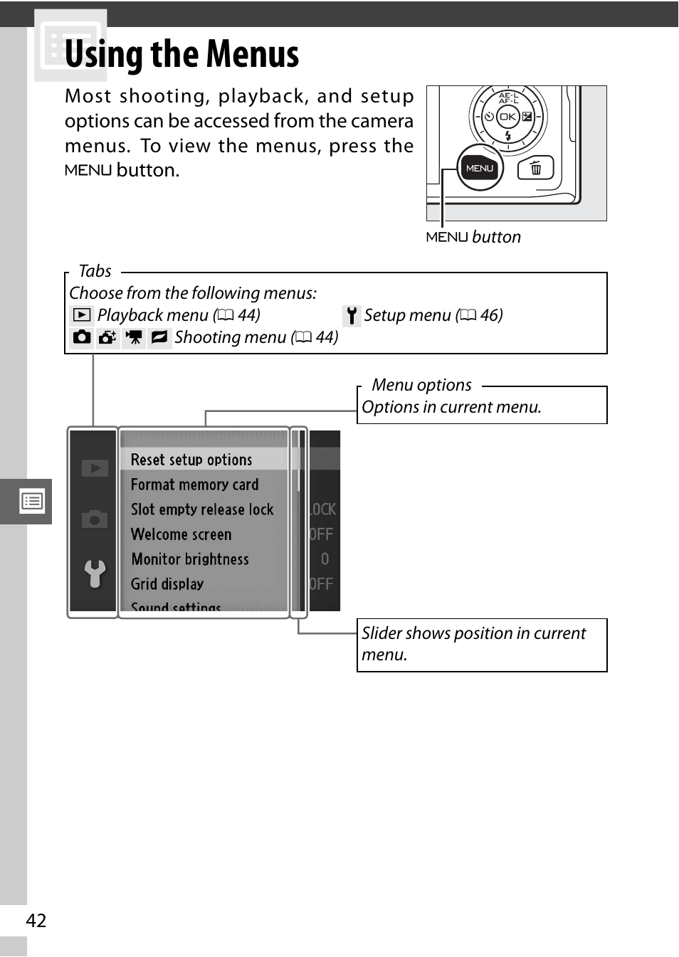 Using the menus | Nikon J1 User Manual | Page 54 / 88