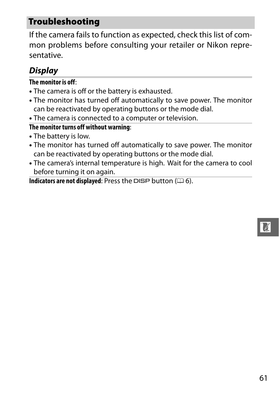 Troubleshooting | Nikon J1 User Manual | Page 73 / 88