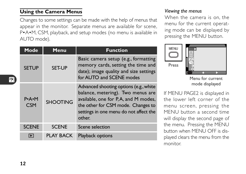 Using the camera menus | Nikon 880 User Manual | Page 17 / 193
