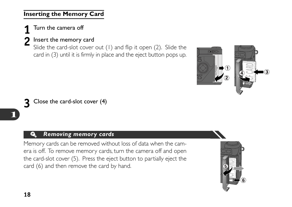 Inserting the memory card | Nikon 880 User Manual | Page 23 / 193