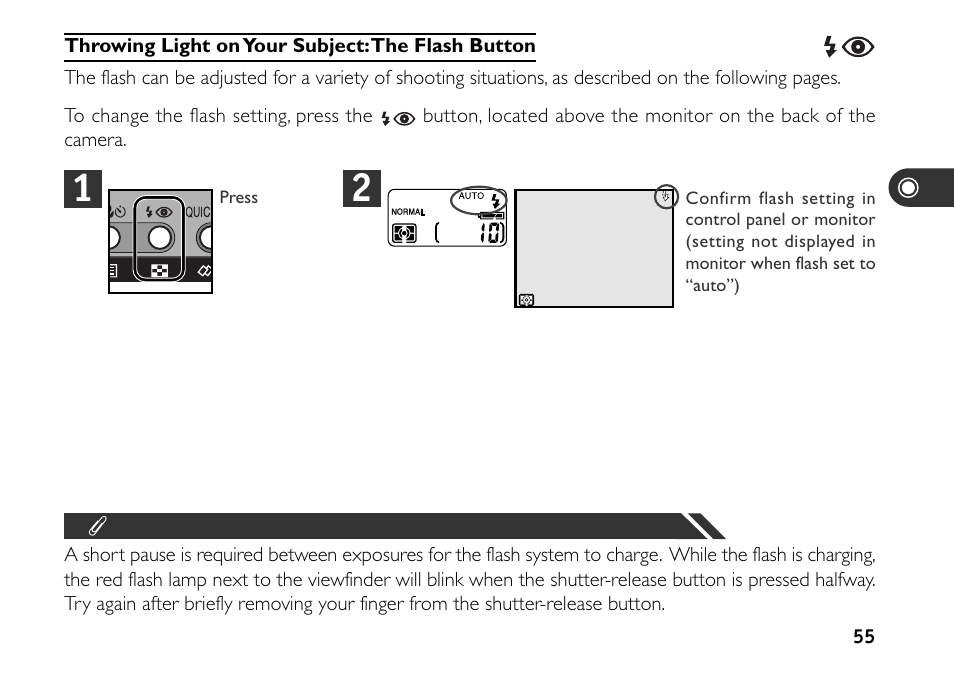 Throwing light on your subject: the flash button | Nikon 880 User Manual | Page 60 / 193