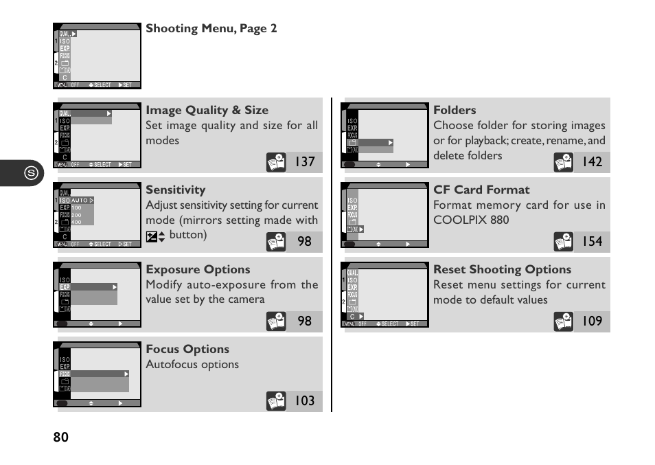 Focus options autofocus options | Nikon 880 User Manual | Page 85 / 193