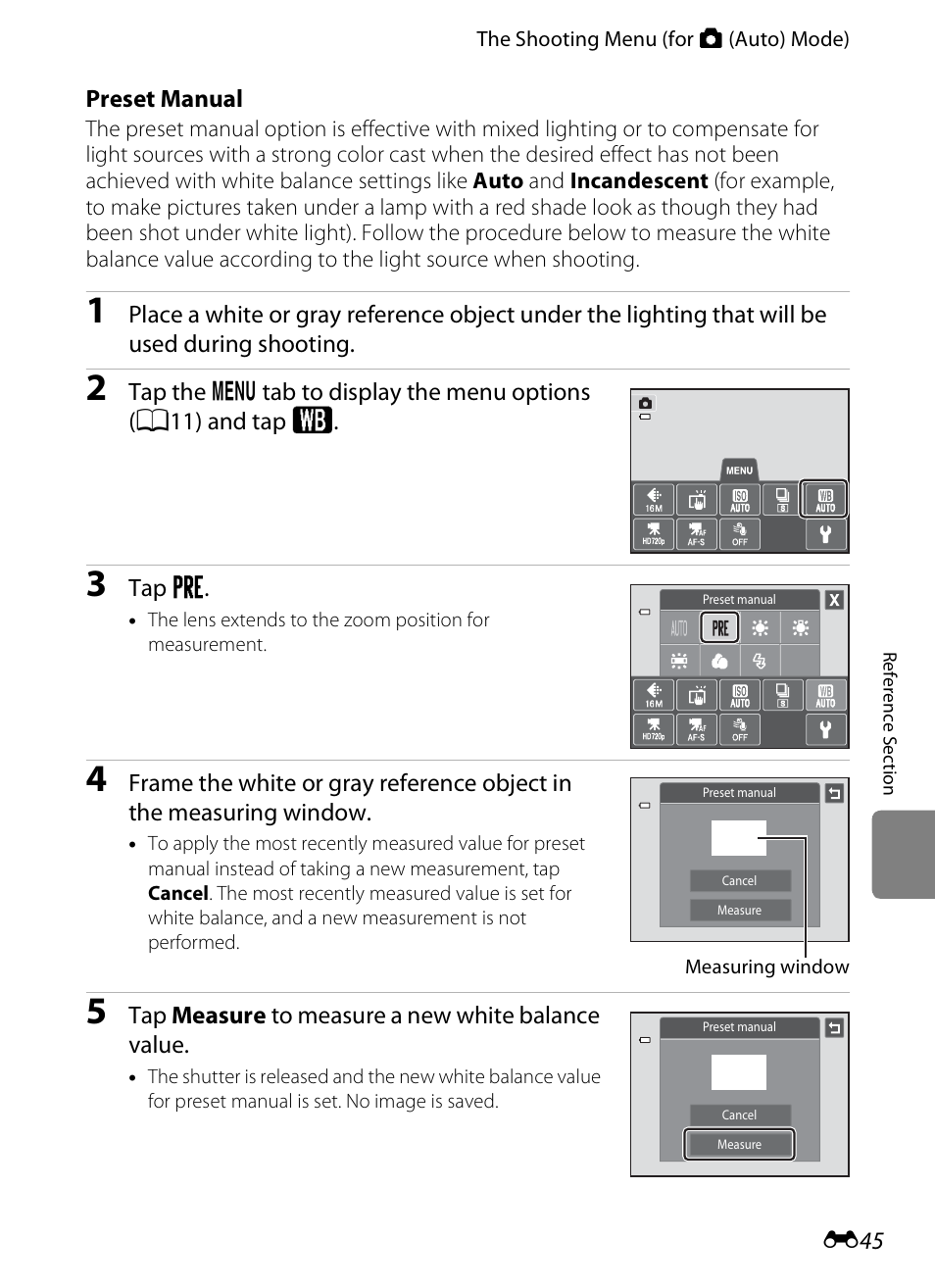 E “preset manual, E45) | Nikon S4300 User Manual | Page 153 / 224