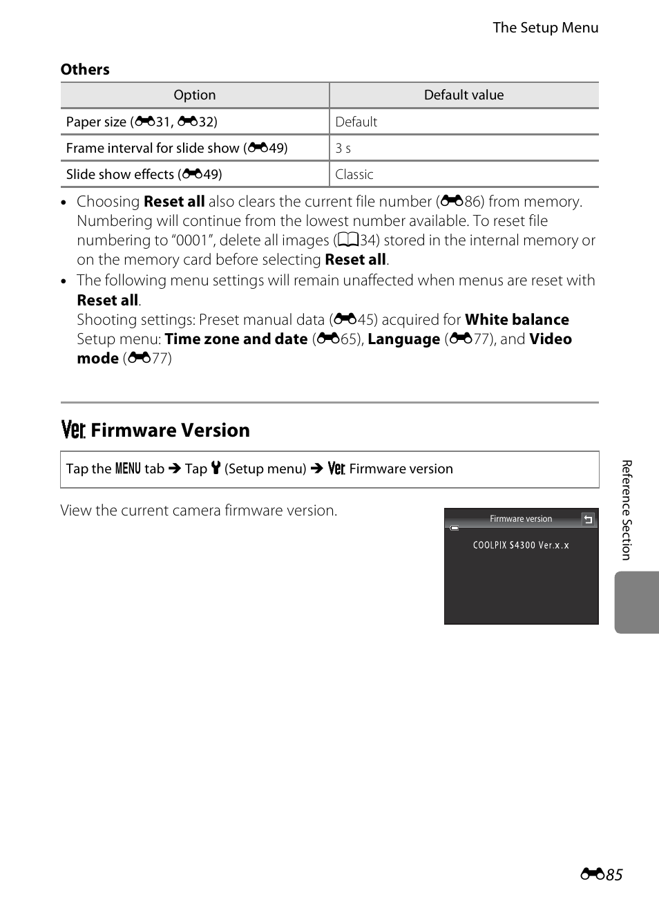 Firmware version, R firmware version | Nikon S4300 User Manual | Page 193 / 224