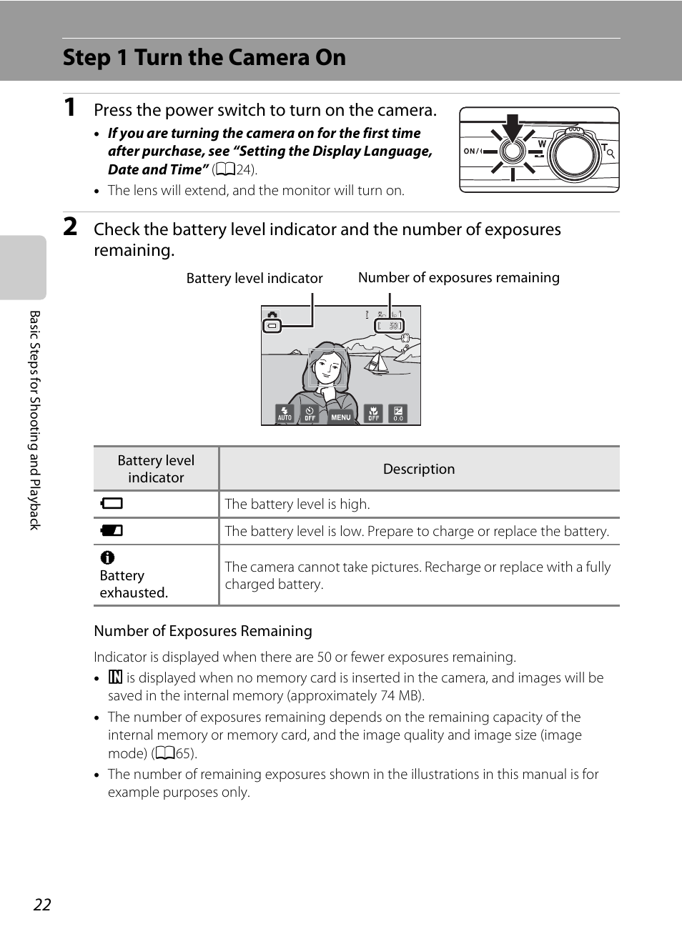 Step 1 turn the camera on, Press the power switch to turn on the camera | Nikon S4300 User Manual | Page 40 / 224