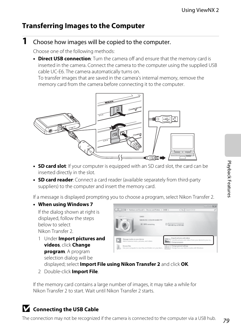 Transferring images to the computer | Nikon S4300 User Manual | Page 97 / 224