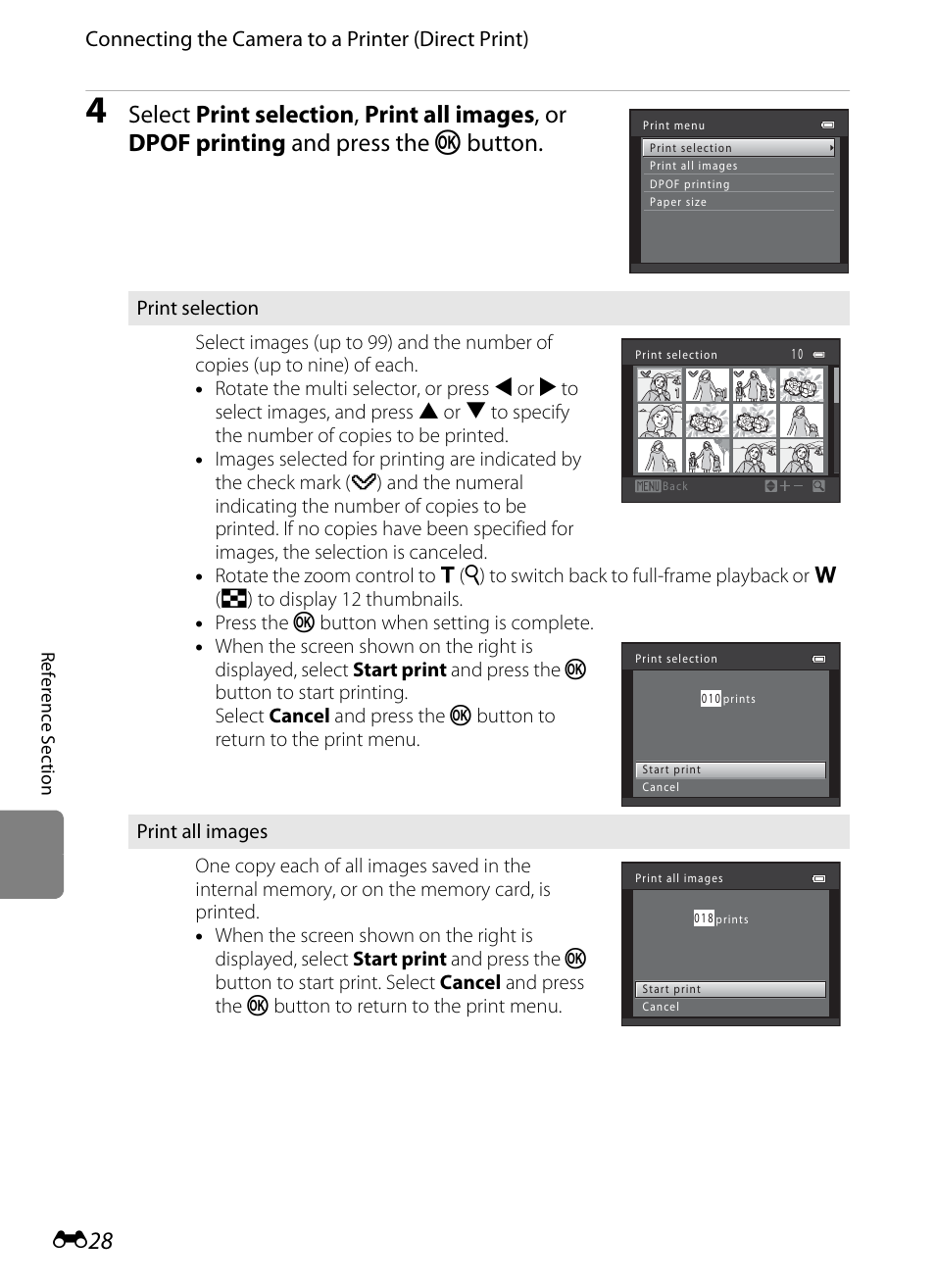 Connecting the camera to a printer (direct print) | Nikon S6200 User Manual | Page 134 / 212