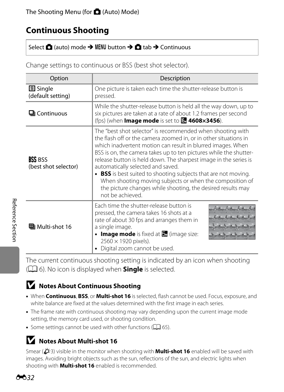 Continuous shooting | Nikon S6200 User Manual | Page 138 / 212