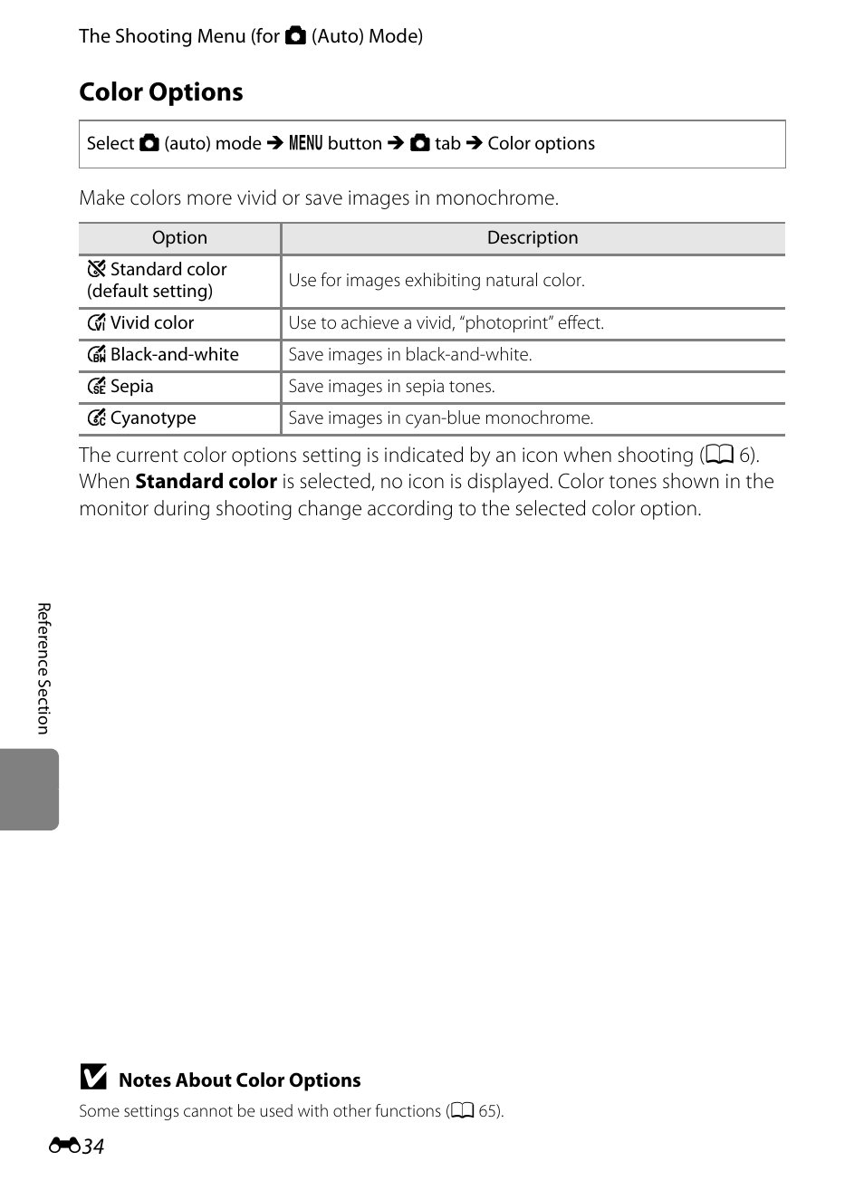 Color options | Nikon S6200 User Manual | Page 140 / 212