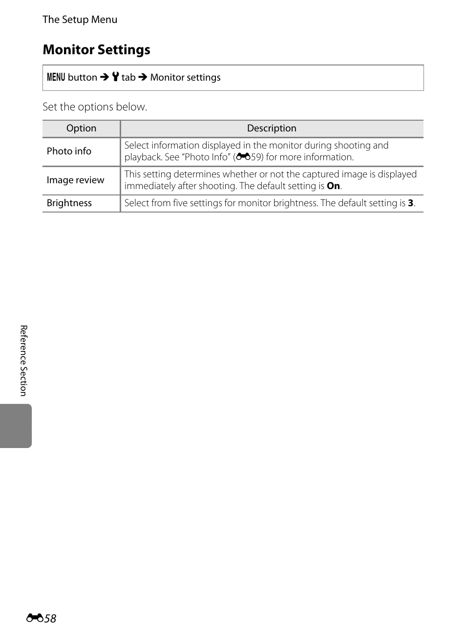 Monitor settings | Nikon S6200 User Manual | Page 164 / 212