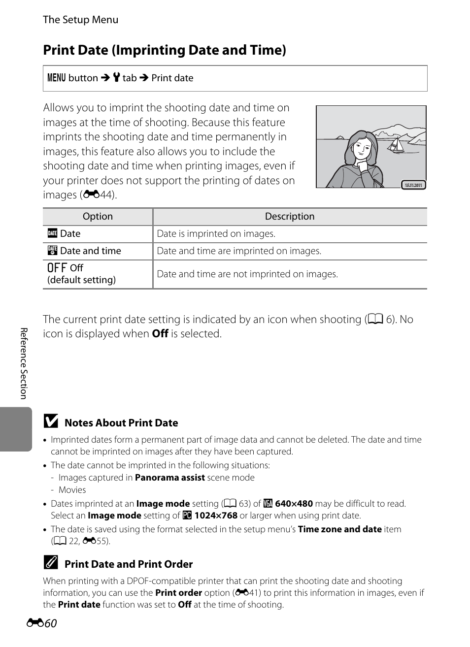 Print date (imprinting date and time), E60) i | Nikon S6200 User Manual | Page 166 / 212