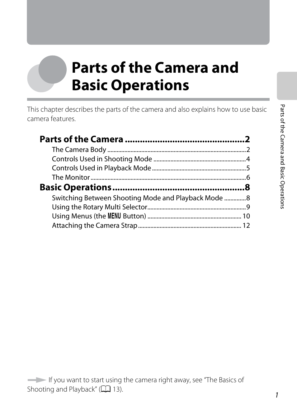 Parts of the camera and basic operations, Ns, see “parts of the camera and basic operations, A 1) | Parts of the camera, Basic operations | Nikon S6200 User Manual | Page 17 / 212