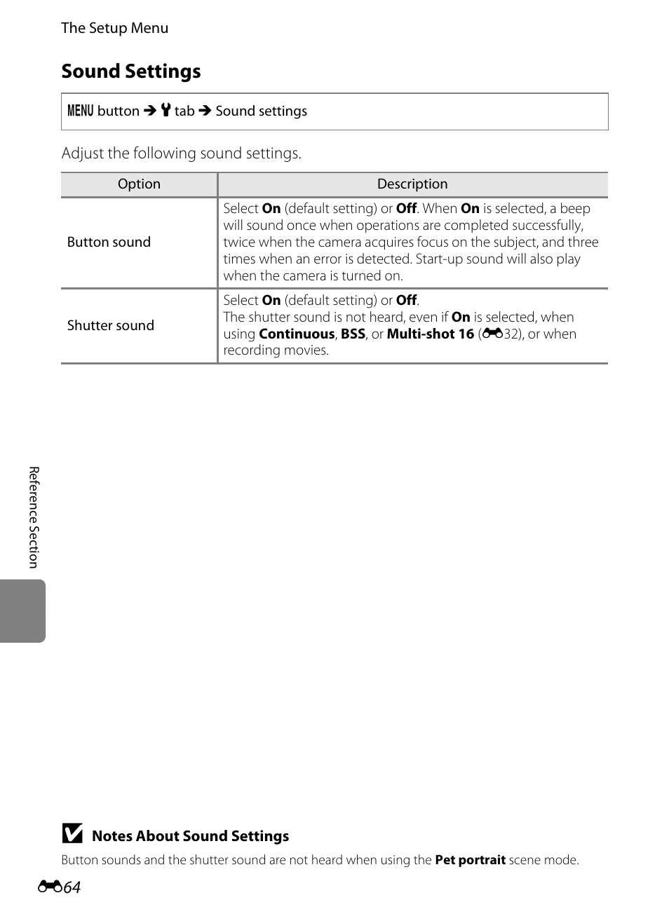 Sound settings | Nikon S6200 User Manual | Page 170 / 212