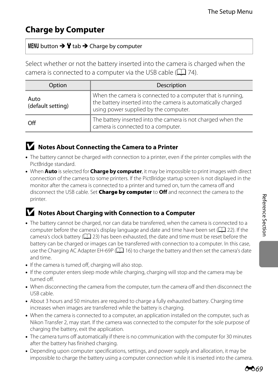 Charge by computer, E69) | Nikon S6200 User Manual | Page 175 / 212