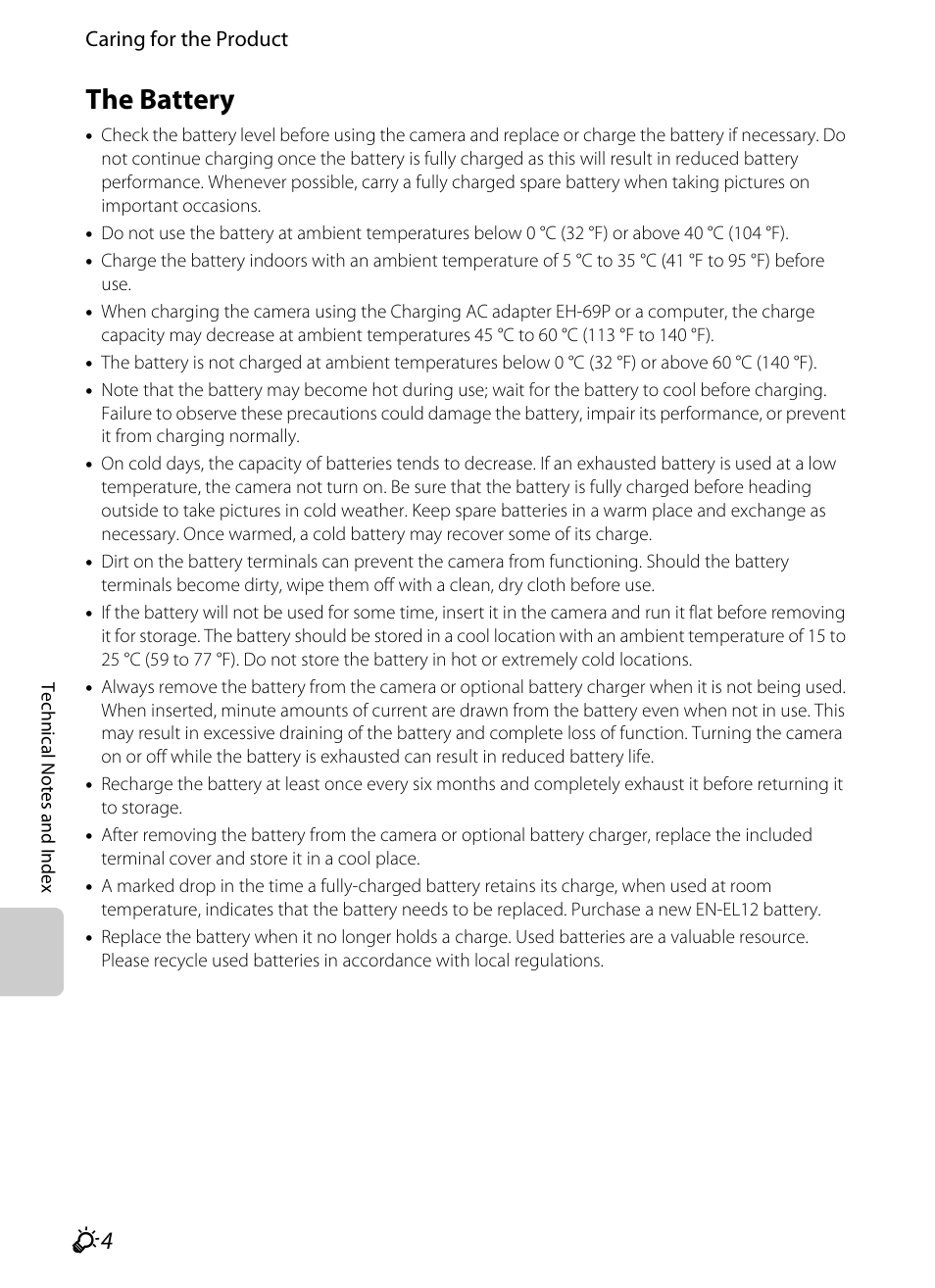 The battery | Nikon S6200 User Manual | Page 192 / 212