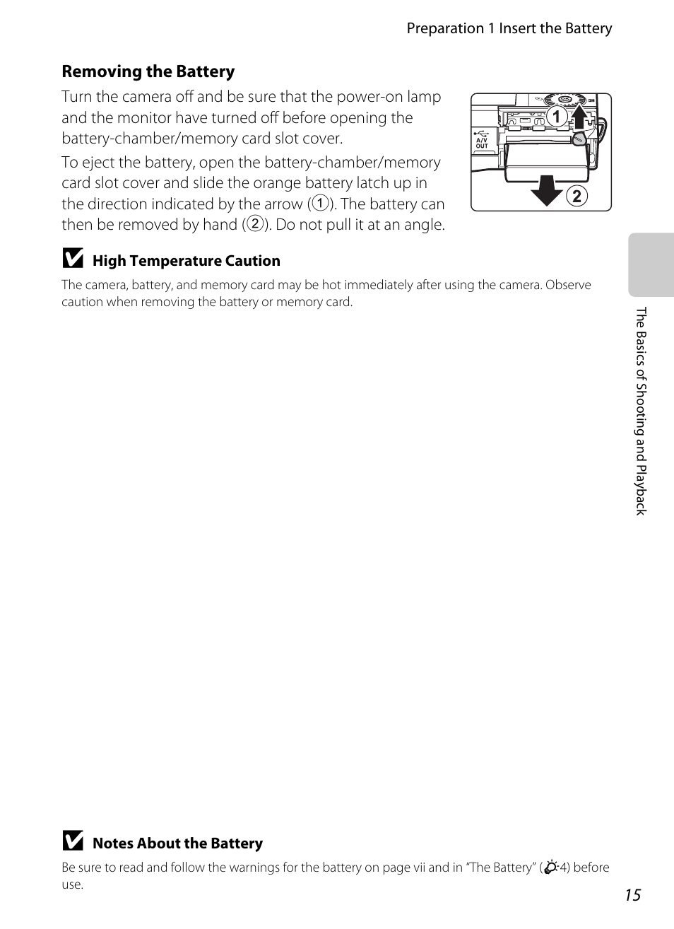 Removing the battery | Nikon S6200 User Manual | Page 31 / 212