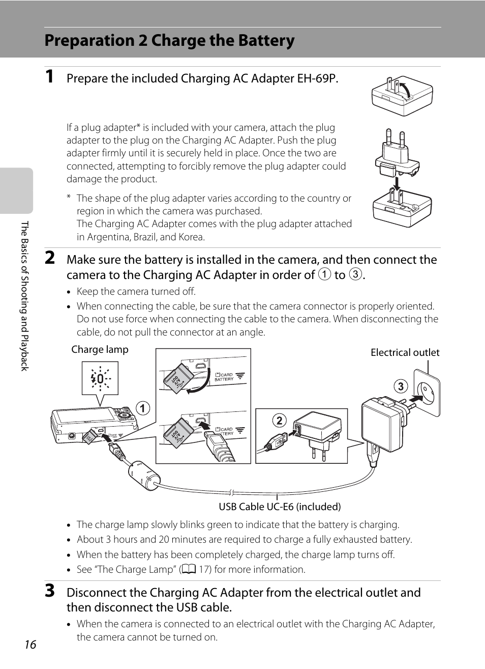 Preparation 2 charge the battery | Nikon S6200 User Manual | Page 32 / 212