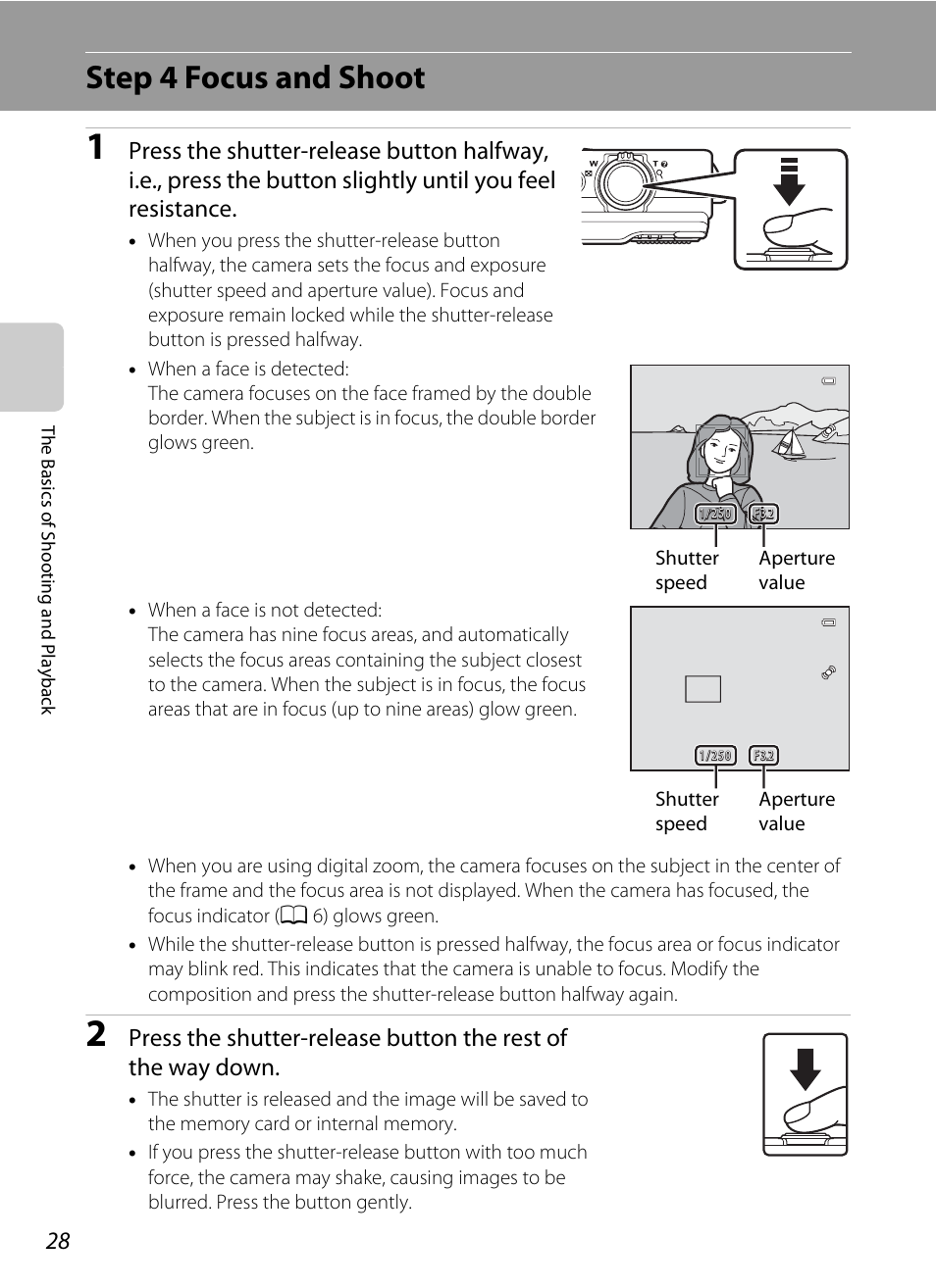 Step 4 focus and shoot | Nikon S6200 User Manual | Page 44 / 212