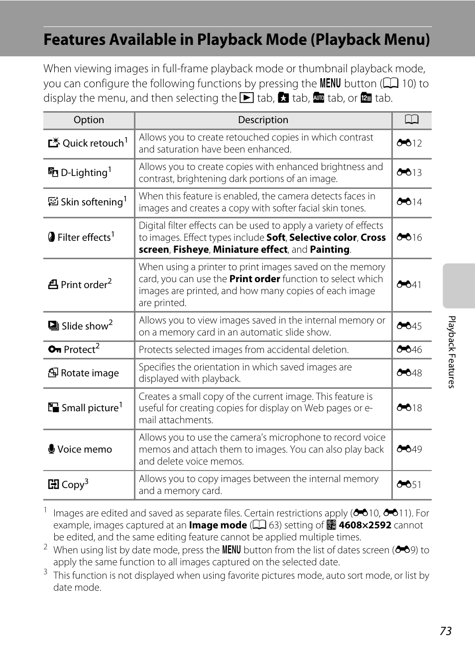 A 73), A 73) f, A 73) cannot be | Nikon S6200 User Manual | Page 89 / 212
