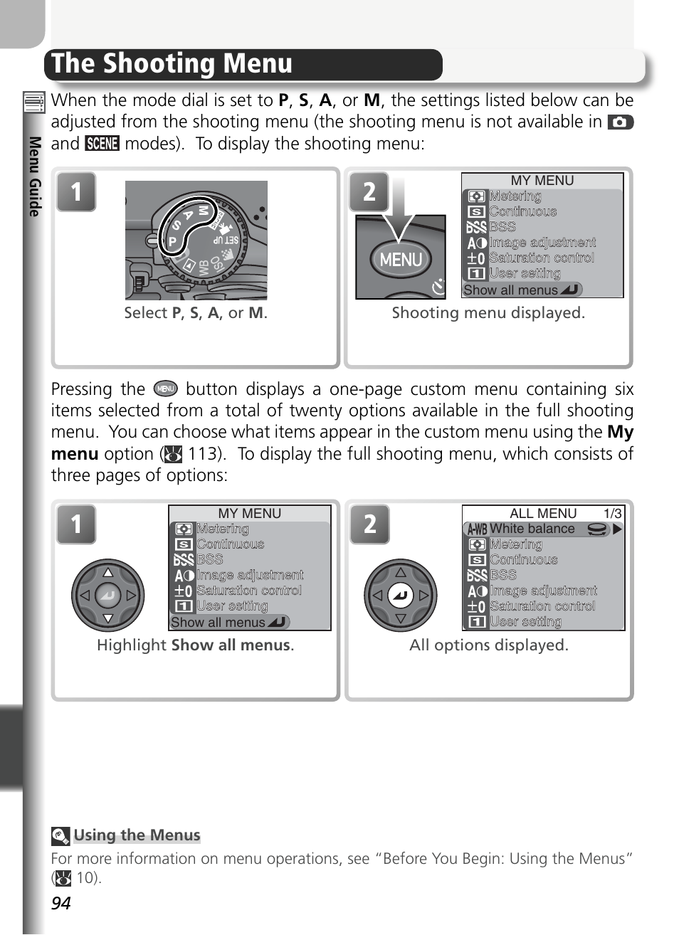 The shooting menu | Nikon 5400 User Manual | Page 106 / 173