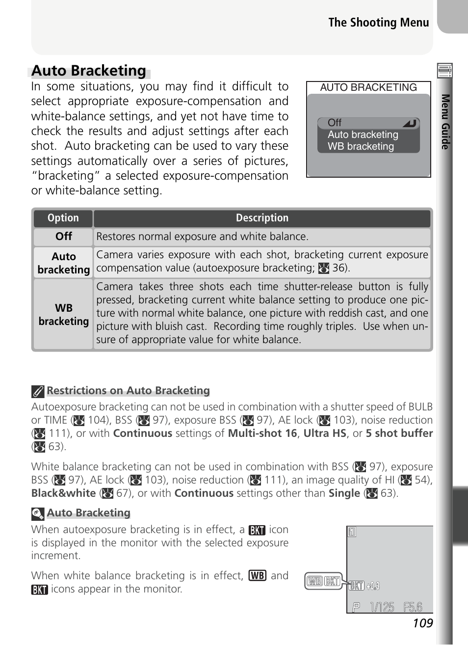 Auto bracketing | Nikon 5400 User Manual | Page 121 / 173