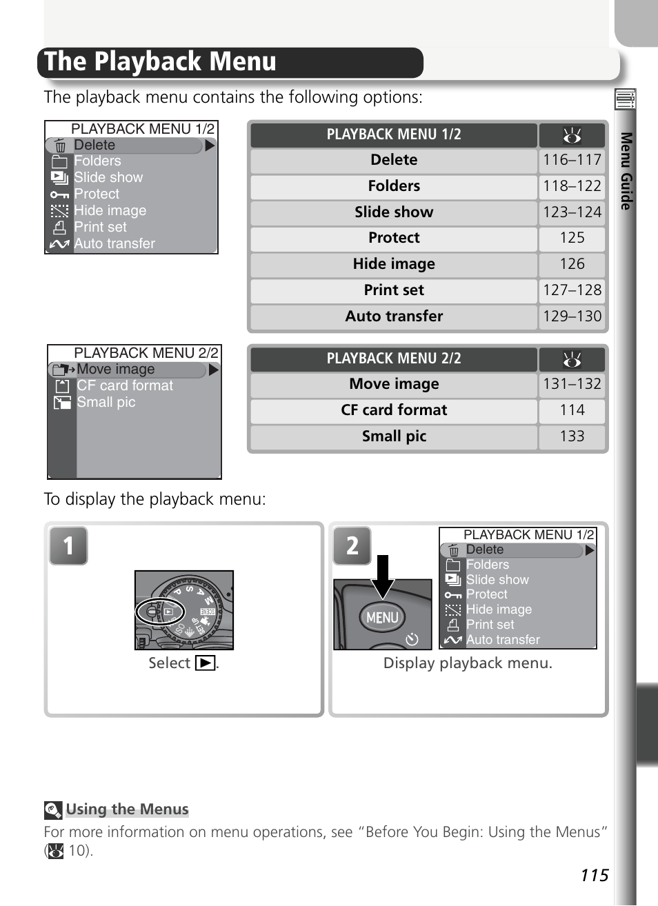 The playback menu | Nikon 5400 User Manual | Page 127 / 173