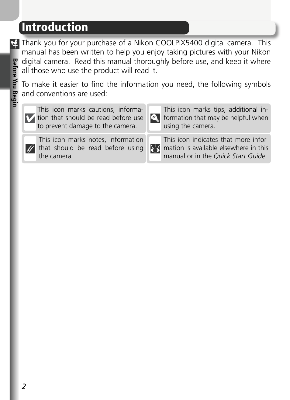 Introduction | Nikon 5400 User Manual | Page 14 / 173