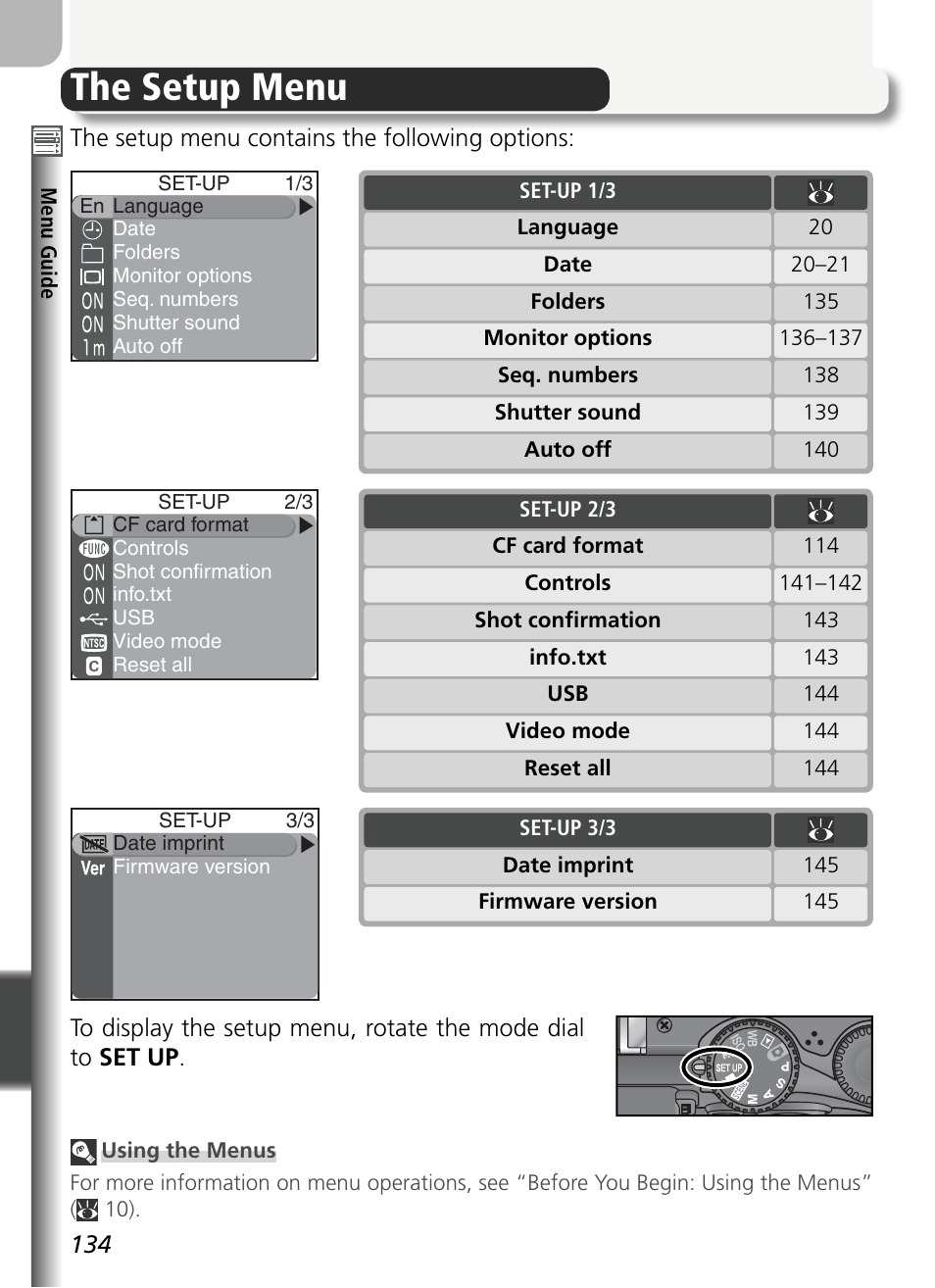 The setup menu | Nikon 5400 User Manual | Page 146 / 173