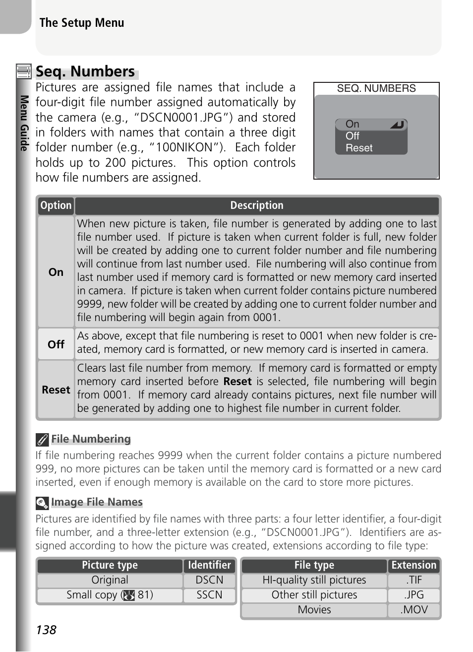 Seq. numbers | Nikon 5400 User Manual | Page 150 / 173